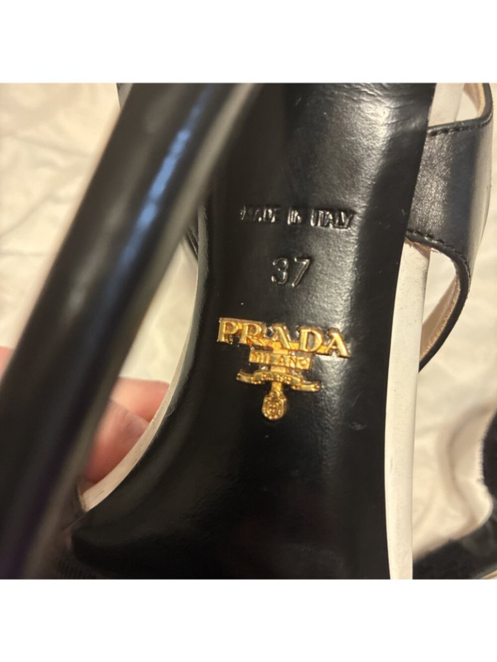 Prada Authentic Leather Black White Slingback High Heel Pumps Sandals 7 - Picture 8 of 9